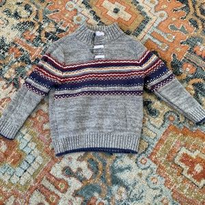 Toddler Boys' Fair Isle Mock Neck Pullover Sweater - Cat & Jack Heather Gray 4T